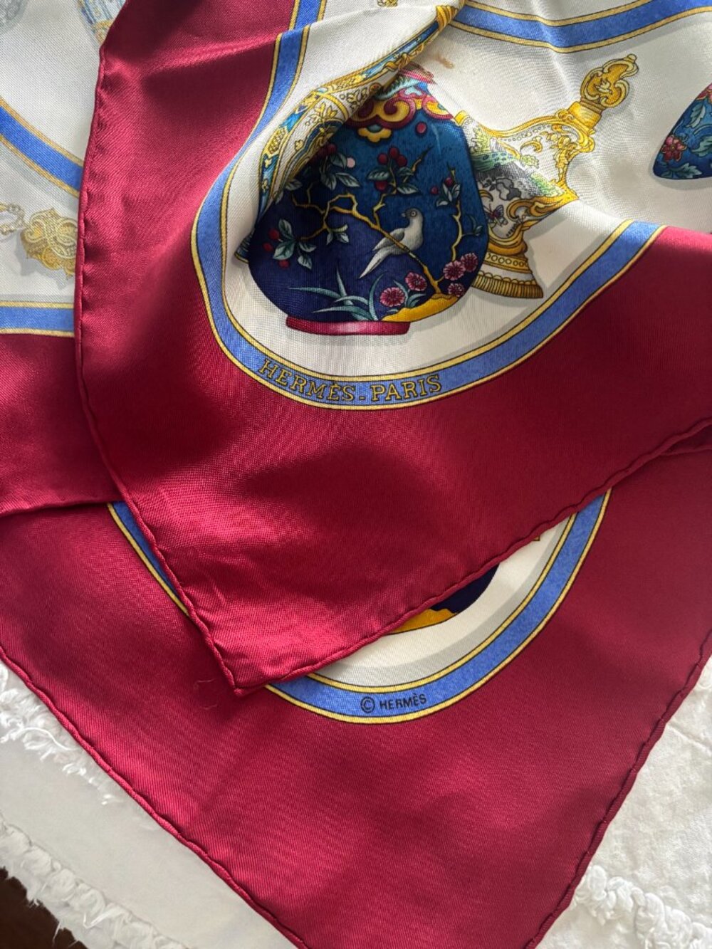 Auth HERMES "Qu’importe Le Flacon” Perfume Silk Scarf by Catherine Baschet - Picture 2 of 10